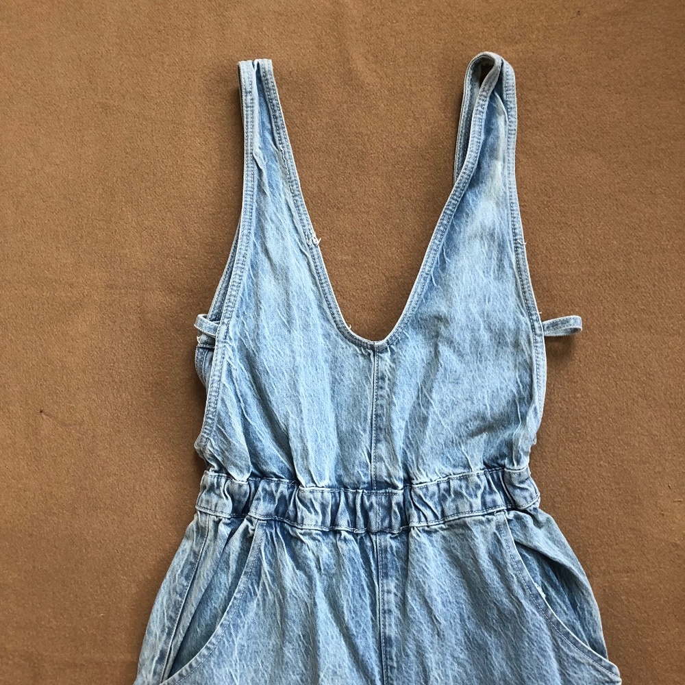 Free People wide leg denim overalls (medium)
